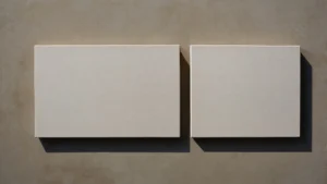 Two unpainted artist canvas panels side by side showing surface texture differences between oil primed linen and acrylic primed linen