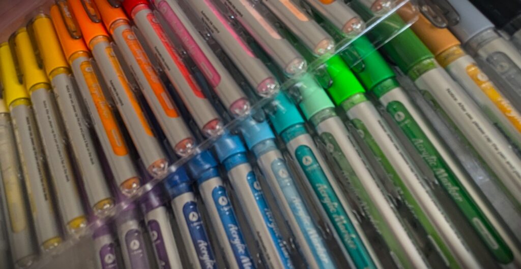 My Favorite Acrylic Paint Pens 18 close up of JusArt pens