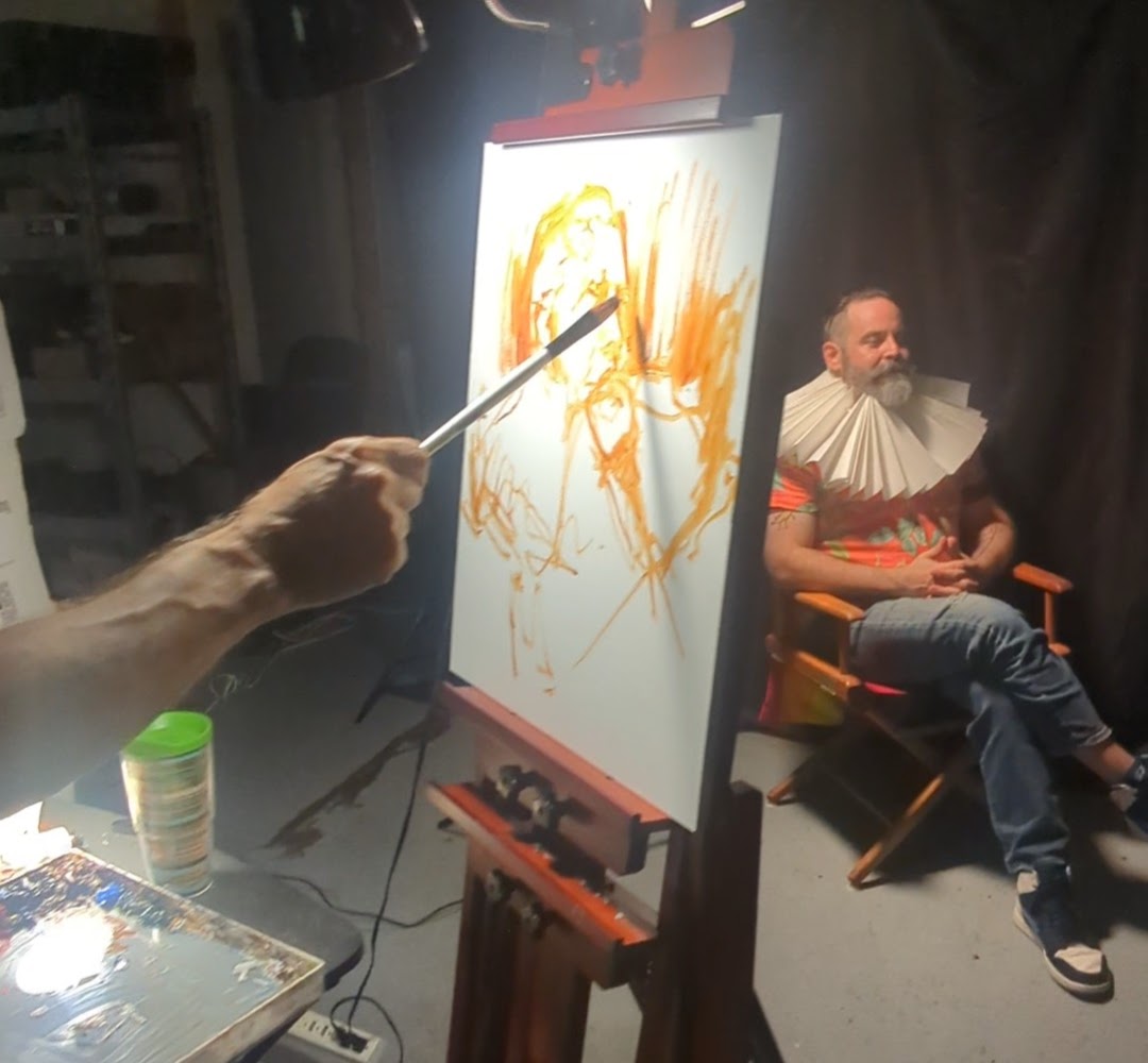 5 Amazing Reasons Why Local Handcrafted Painting Panels Transform Your Art 1 Artist painting on a one of our Handcrafted Painting Panels, highlighting texture and surface quality of locally made art supplies.